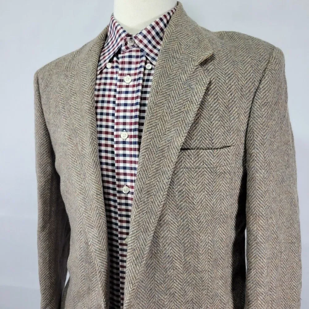 VTG Farah Men's Tweed‎ Sport Coat Blazer Two Button Herringbone Wool Size 42L